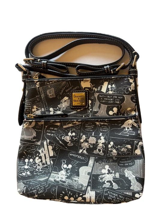 Dooney & Bourke Handbags - Dooney & Bourke Black and Cream Mickey Comic Crossbody Bag